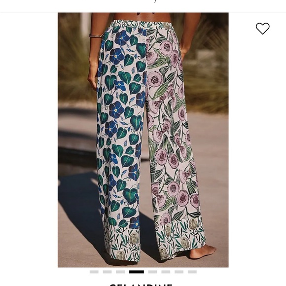 🌴Anthropologie Floral Wide-Leg Pants in Blue, Green, Pink - Picture 3 of 16